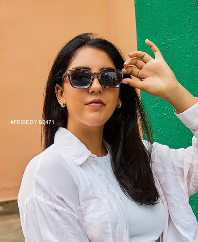 Miniatura 5 de FEISEDY Gafas de sol clásicas para mujer, gafas de sol cuadradas gruesas, marco grueso, UV400 B2471