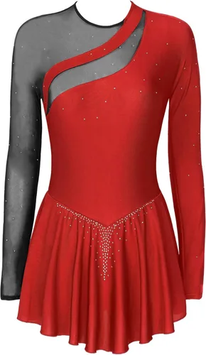 Miniatura 3 de Disfraz de baile lírico para mujer, manga larga, malla, vestido de patinaje artístico, espalda descubierta, leotardo de ballet