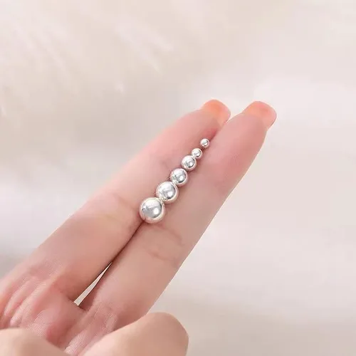 Miniatura 6 de Aretes pequeños para mujer hipoalergénicos pequeños aretes de bola redonda de plata de ley para mujer, múltiples piercings, 5 pares de aretes