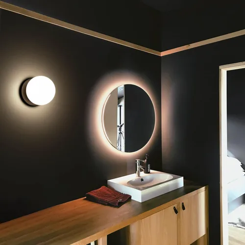 Miniatura 8 de Apliques de pared, 1 lámpara moderna de globo en negro mate, lámpara de pared para dormitorio, baño, sala de estar y pasillo, iluminación