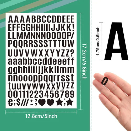 Miniatura 2 de Qilery 32 hojas de 0.5 pulgada de calcomanías de letras y números autoadhesivas, letras de vinilo alfabéticas de gran fuente, etiquetas de números