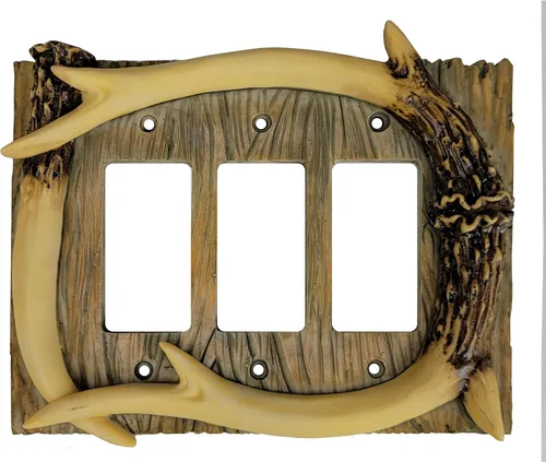 Miniatura 4 de Rivers Edge Products Placa de cubierta de salida dúplex, Cubierta de receptáculo de una sola banda, Cubierta de toma de pared de poliresina, Placa