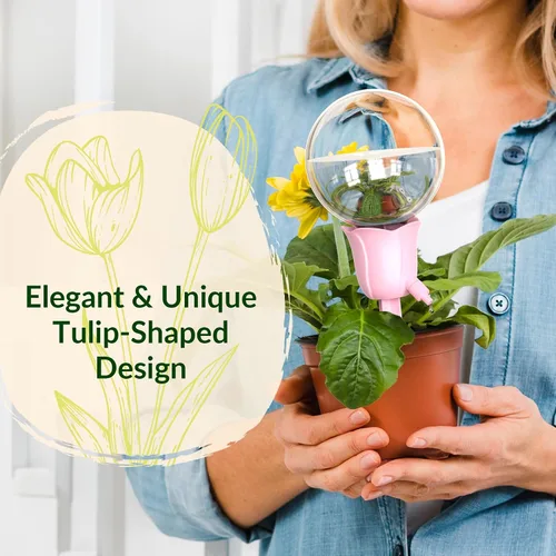 Miniatura 6 de NiHome 2 piezas de globos de riego automático para plantas de interior y exterior, bombillas de riego por goteo automático ajustables con estacas