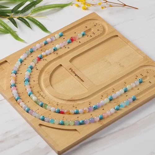 Miniatura 3 de Petoysoso Tablero de cuentas de bambú para la fabricación de joyas, collar y pulsera, suministros para hacer joyas Collar de tablero de cuentas
