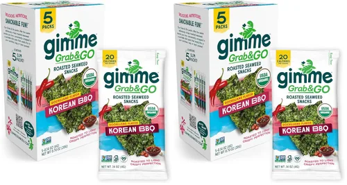 Miniatura 13 de Gimme Seaweed Grab & Go - Bocadillos de Algas Marinas Tostadas Orgánicas Premium, Sal Marina, 5 Unidades Sin Bandeja, Keto, Vegano, Sin Gluten, Gran