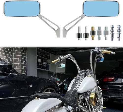 Miniatura 11 de 8 mm 10 mm Espejos retrovisores laterales negros para motocicletas Blade Compatibles con Harley Sportster Custom Iron 883 Road King Street Softail