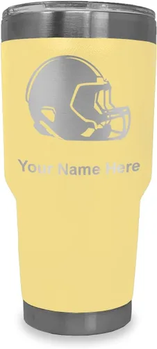 Miniatura 38 de LaserGram Vaso aislado al vacío de 20 onzas, casco de fútbol, grabado personalizado incluido (morado claro)