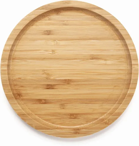 Miniatura 2 de XIMISISE Bandeja redonda de bambú, Bandeja de servir de madera, Plato de madera, Tabla de charcutería de madera, Bandeja decorativa para la mesa