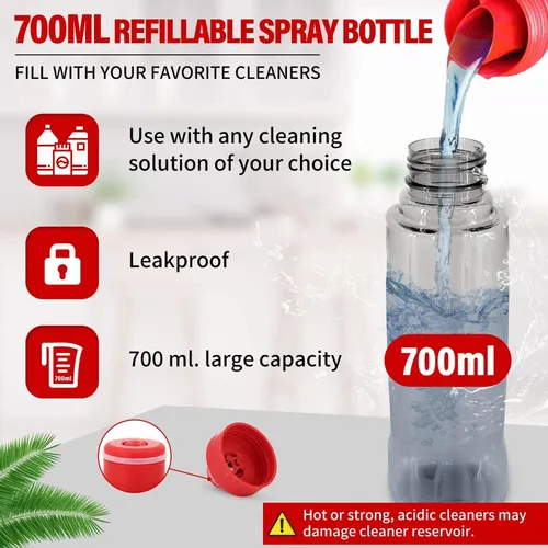 Miniatura 3 de Trapeador de microfibra para limpieza de suelos con 3 almohadillas lavables 700ML refillable bottle, 360° swivel head, scrubber included, wet/dry