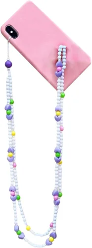 Miniatura 26 de Beaded Phone Charm Lanyard Strap Crossbody Fixed Beads Pearl Neck Chain
