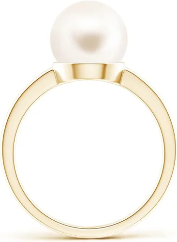 Miniatura 2 de Angara Anillo solitario de perlas cultivadas de agua dulce natural para mujeres, niñas en plata de ley, oro macizo de 14 quilates, regalo de joyería