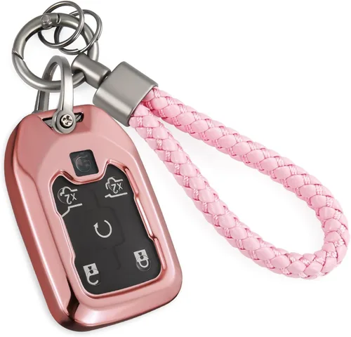 Miniatura 59 de Funda para llavero GMC con llavero de cuerda trenzada de metal antipérdida, exquisita funda suave para Tahoe Acadia Terrain Yukon Yukon XL Silverado