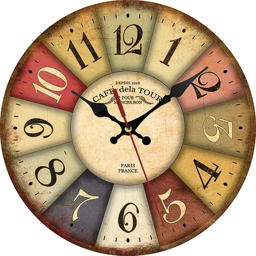Miniatura 26 de Reloj de pared redondo de madera de 12 pulgadas, silencioso, sin tictac, de cuarzo, funciona con pilas, para oficina, cocina, dormitorio, aula