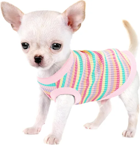 Miniatura 11 de Eleva la Comodidad y Moda de tu Mascota: Chaleco de Camisa para Perros de Algodón 100% Acanalado Premium para Razas Pequeñas como Chihuahuas, Rosa