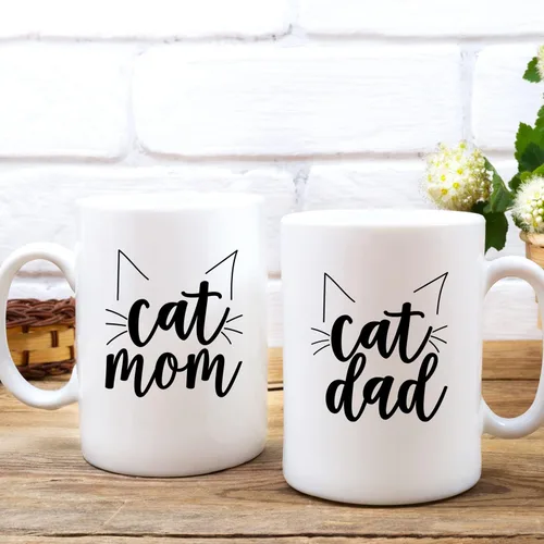 Miniatura 4 de Canopy Street Taza de cerámica blanca de 15 onzas con temática de gato para mamá, adorable diseño de orejas de bigote de gato, taza de café