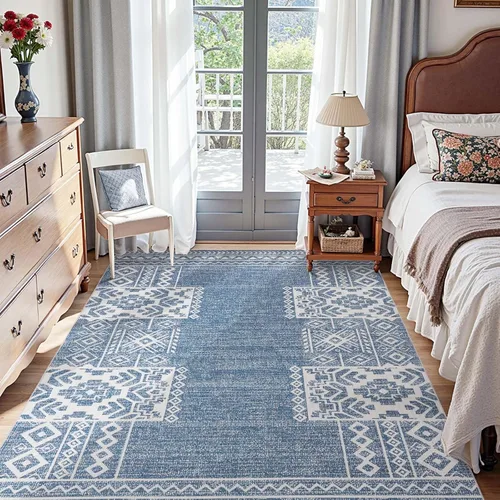 Miniatura 11 de jinchan Alfombra vintage de pasillo de 3 x 8 pies, ultrafina, lavable, bohemia, geométrica, antideslizante, no desprende pelusa, para dormitorio