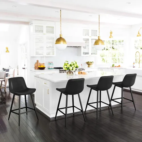 Miniatura 3 de Cozyman Taburete de bar de 24 pulgadas, taburetes de bar modernos con altura de mostrador con respaldo y reposapiés para el hogar, cocina, isla