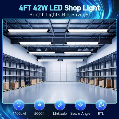 Miniatura 2 de hykolity Luz LED de 5000 K para tienda, 4 pies, luz diurna de 42 W, luces de techo LED para garajes, talleres, sótanos, colgantes o empotrados