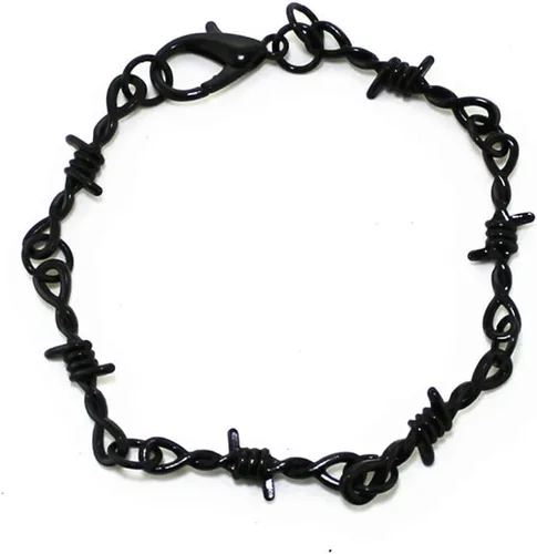 Caiyao Pulsera gótica punk de alambre de púas espinas gruesa y fina y gruesa, pulsera de cadena de eslabones Hip Hop Rock Cool Girl Boy ajustable