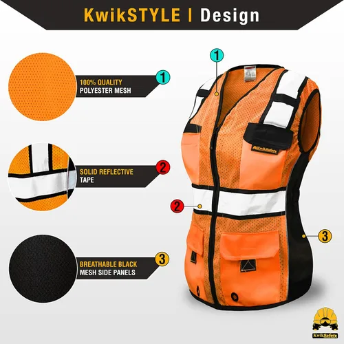 Miniatura 3 de KwikSafety (Charlotte, NC) RoadBOSS Econ & Chaleco de seguridad premium para mujer
