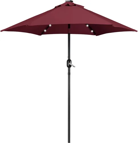 Miniatura 23 de Yaheetech - Paraguas de 9 pies con energía solar para patio - Paraguas de mesa de mercado con protección UV, 32 luces LED y botón de inclinación