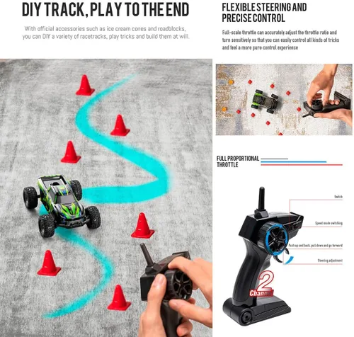 Miniatura 9 de Coche de control remoto RC, 12.4 mi/h de alta velocidad RC Offroad Race Car, 2.4Ghz 1:32 RC Mini eléctrico Drift Off-Road Modelo de vehículo