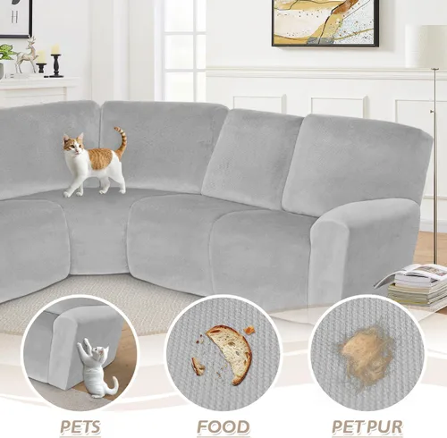 Miniatura 7 de Arfntevss Fundas para sofá reclinable seccional, funda de terciopelo para sofá seccional para sofá reclinable, elástica, suave en forma de L, funda
