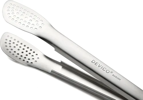 Miniatura 3 de DEVICO Pinzas de cocina para cocinar, pinzas de acero inoxidable 18/8, 2 pinzas de metal de bloqueo de 12 pulgadas para barbacoa/parrilla/bufé