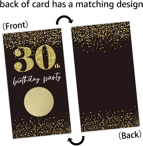 Miniatura 5 de REWIDPARTY Tarjetas de juego para raspar para fiesta de cumpleaños número 30 (32 piezas) Saludos a 30 años de premios para rifas, feliz fiesta