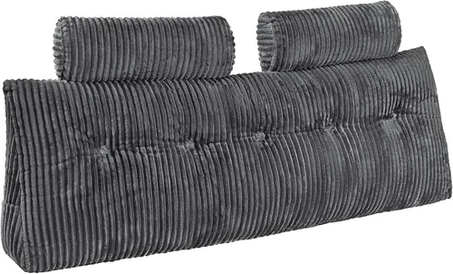 Miniatura 9 de VEVOR Almohada de cabecero, almohada de cabecera tamaño queen con forma de cuña con 2 bolsillos laterales y 2 reposacabezas, almohada de cuña