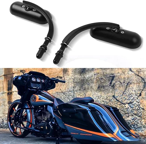 Miniatura 3 de DREAMIZER Espejos Retrovisores Laterales Universales Ovalados para Motocicleta, Color Negro, Compatibles con Harley Street Bike Scooter Chopper