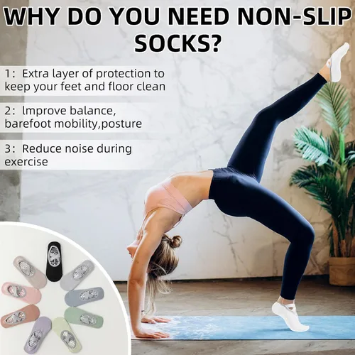 Miniatura 40 de Calcetines de yoga con agarre antideslizante para mujer, talla única, para fitness, deporte, danza de calcetines