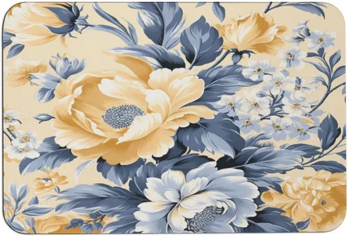 Alfombras de baño con flores amarillas y grises polvorientas, superabsorbentes, antideslizantes, con respaldo de goma, alfombra de baño vintage