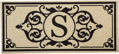 Miniatura 20 de Evergreen Flag Cambridge Monogram Letra A Burlap Sassafras Switch Mat 22" x 10
