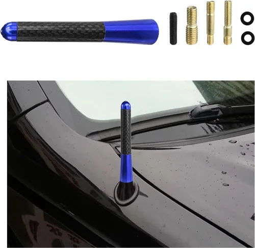 Miniatura 7 de Dickno Antena corta para automóvil, antena de radio de aluminio de 1.37 pulgadas, repuesto de mástil, antena de recepción de radio AM/FM automática