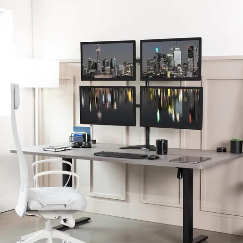 Miniatura 2 de VIVO Soporte para monitor cuádruple de 13 a 30 pulgadas, soporte de escritorio totalmente ajustable, capacidad para 4 pantallas planas o curvas