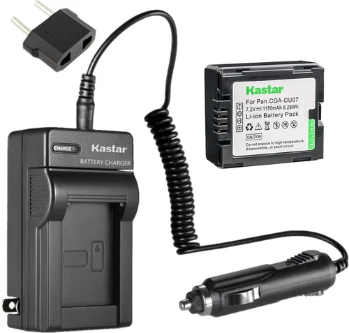 Kastar Batería de cámara + cargador de repuesto para Panasonic CGR-DU06 DU07 DZ-BX35A DZ-BX37A NV-GS188 NV-GS200 NV-GS230 NV-GS250 NV-GS258 NV-GS280