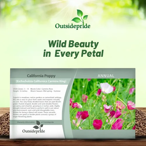 Miniatura 5 de Outsidepride Carmine King California - Semillas de amapola – 5000 piezas anuales, tolerantes a la sequía, fáciles de cultivar, semillas de flores