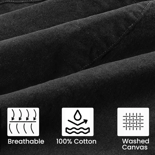 Miniatura 4 de LEATHER VILLAGE Delantales de chef para hombres y mujeres con bolsillos grandes, delantal de trabajo ajustable de lona de algodón con espalda Negro