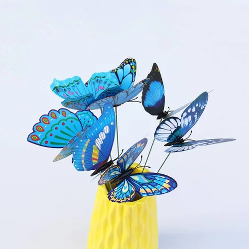 Miniatura 4 de Toyvian Palos de estacas de mariposa para exteriores, jardín, patio, maceta, suministros de fiesta, 24 piezas (azul)