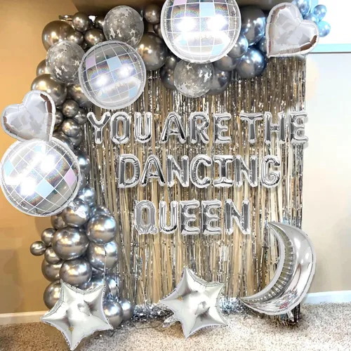 Miniatura 8 de 37 PIEZAS Bailarina Reina 17 Globos Bailarina Reina Decoraciones de Fiesta Mamma Mia 17 Cumpleaños Decoración Plata Azul 17 Decoración de Cumpleaños