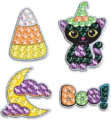 Miniatura 8 de Creativity for Kids - Juego de pintura de diamantes de gemas grandes de Halloween Crea 13 calcomanías espeluznantes y 2 caireles con más de 1000