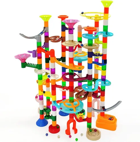 Miniatura 9 de DSHMIXIA Marble Run para niños de 3-4 y 5-8 años, 150 piezas de juguetes de construcción resistentes, juegos para niños, pista de carreras