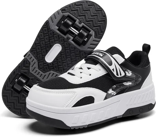 Patines de verano con malla transpirable de 4 ruedas para niños, zapatos con ruedas para niños y niñas, zapatillas deportivas elegantes, duraderas y
