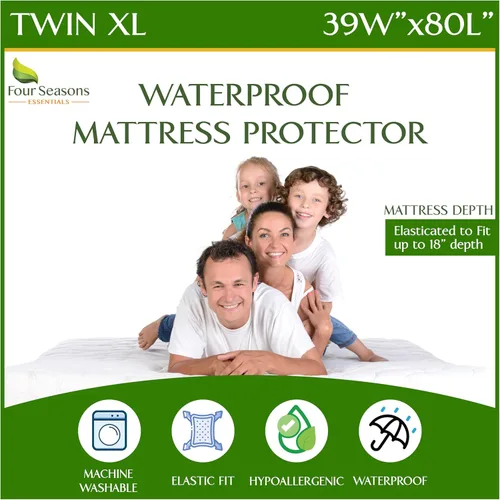 Miniatura 8 de Four Seasons Essentials Protector de colchón impermeable de tamaño individual – Viscosa refrescante derivada de la funda de colchón de sábana bajera