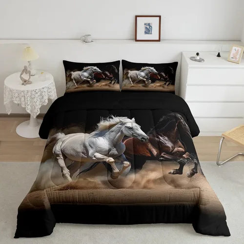 Miniatura 45 de Erosebridal Juego de ropa de cama de oso marrón, juego de edredón de animales de safari en el bosque, acuarela con relleno de edredón de vida