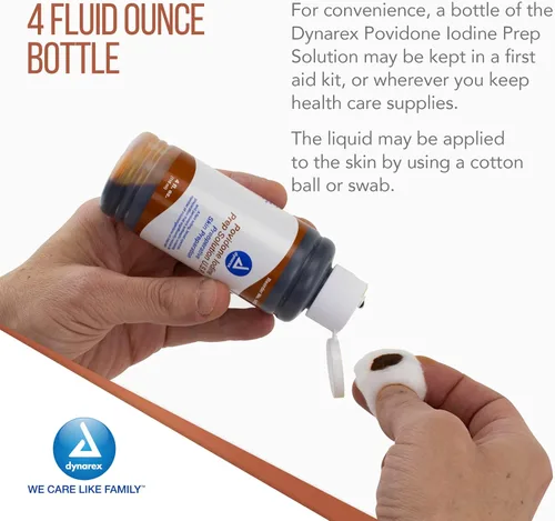 Miniatura 4 de Dynarex Solución de preparación de povidona-yodo, solución antiséptica para la piel y la mucosa, ideal para la preparación del sitio quirúrgico