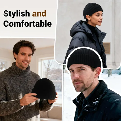 Miniatura 6 de NPQQUAN Gorros de pescador para hombres y mujeres, gorro de punto corto para invierno