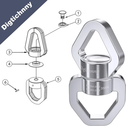 Miniatura 2 de Columpio Giratorio, Dispositivo de Rotación de Seguridad de 35KN, Columpio para Danza Aérea para Niños, Hamaca Colgante (Plata Completa)