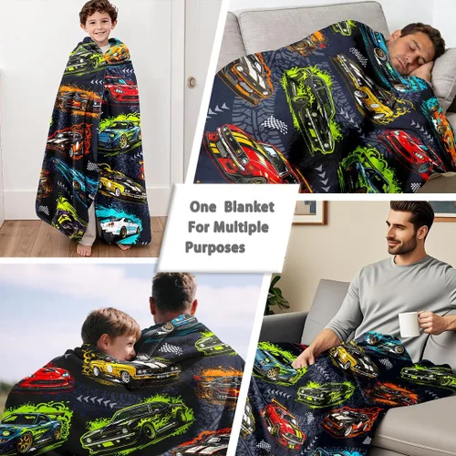 Miniatura 6 de Racing Car Blanket Car Gifts for Boys Kids Soft Cozy Flannel Unique Racing Cars Stuff Throw Blanket Cool Cars Lovers Gifts for Girls Baby Birthday